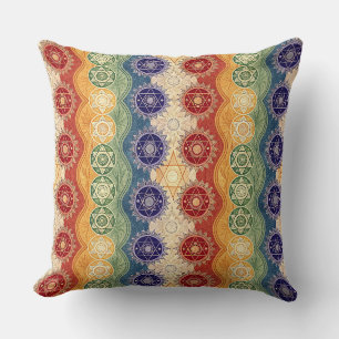 Vibrant Energy Chakra Mandala Design Pattern Art Cushion