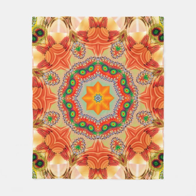 Vibrant energy colours: mandala design. fleece blanket (Front)