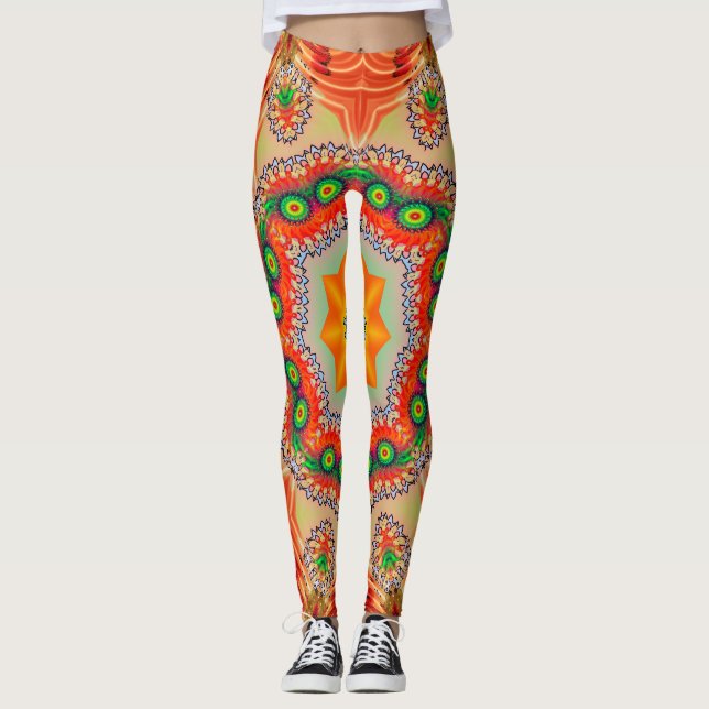 Vibrant energy colours: mandala design. leggings (Front)