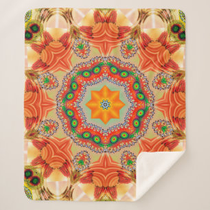 Vibrant energy colours: mandala design. sherpa blanket