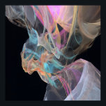 Vibrant Energy Swirl Pink Turquoise Glow Poster<br><div class="desc">Swirling ribbons of electric turquoise, vivid magenta, fiery coral, golden yellow, peach, and deep teal twist in a radiant, semi-transparent energy burst. Gossamer threads and luminous veils flow outward from a glowing pink-magenta core against pure black, creating intense motion, depth, and high-vibrational light. The composition radiates creative ignition, emotional awakening,...</div>