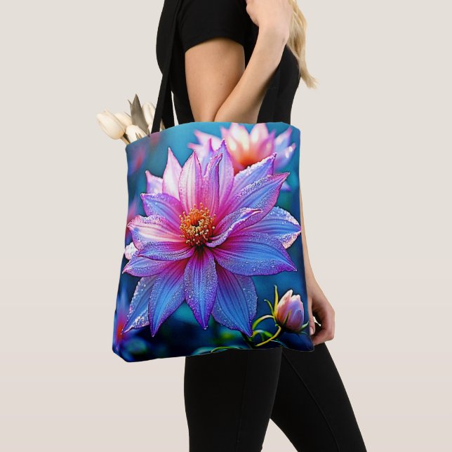 Vibrant Ethereal Bloom Artwork Tote Bag (Close Up)