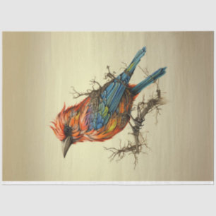Vibrant exotic coloured pop art bird decoupage tissue paper