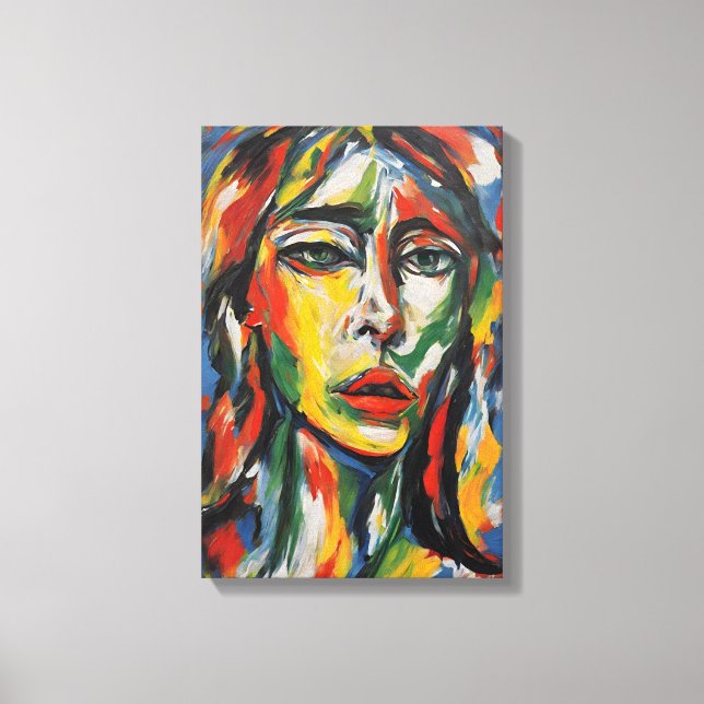 Vibrant Expressionist Abstract Woman Portrait Canvas Print (Front)