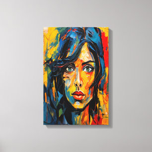 Vibrant Expressionist Portrait Bold Abstract Art Canvas Print