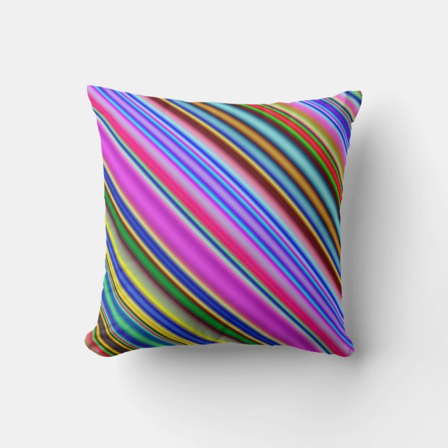 Vibrant & Eyecatching Multicolored Stripes Pattern Cushion (Front)