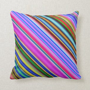 Vibrant & Eyecatching Multicolored Stripes Pattern Cushion