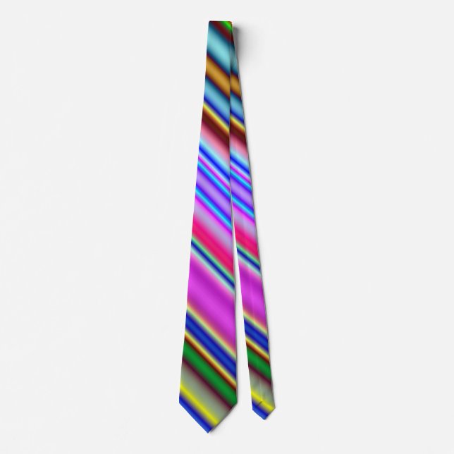 Vibrant & Eyecatching Multicolored Stripes Pattern Tie (Front)
