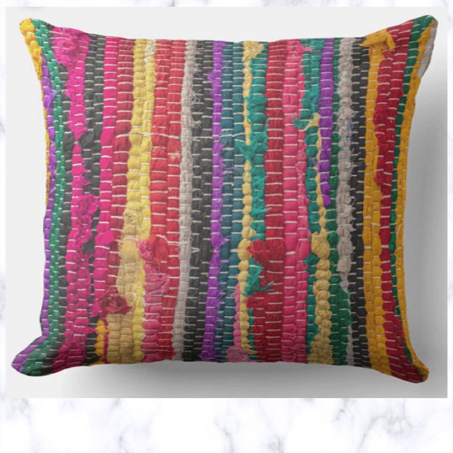 Vibrant Fabric Stripes Design Outdoor Pillow (Creator Uploaded)
