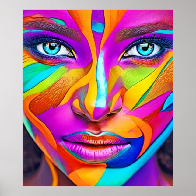 Vibrant Face Paint Art Poster (Front)