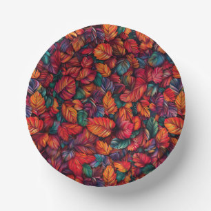 Vibrant Fall Leaves Paper Plate