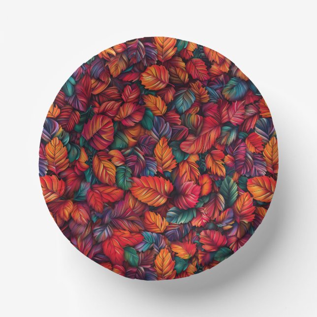 Vibrant Fall Leaves Paper Plate (Front)