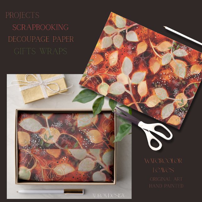 Vibrant Fall Leaves Watercolor Tissue Paper (Vibrant Fall Leaves Watercolor Tissue Paper)