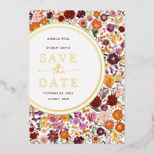 Vibrant Fall Wildflower Wedding Save the Date