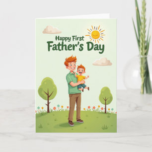 Vibrant Fathers Day Scene Card