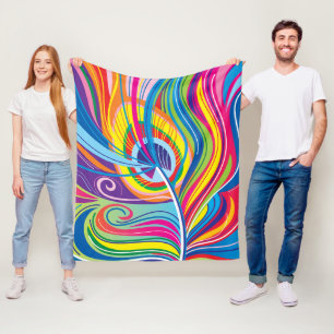 Vibrant Feather Breeze Fleece Blanket
