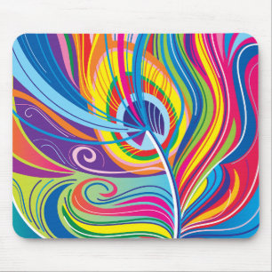 Vibrant Feather Breeze Mouse Pad