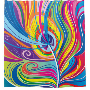 Vibrant Feather Breeze Shower Curtain