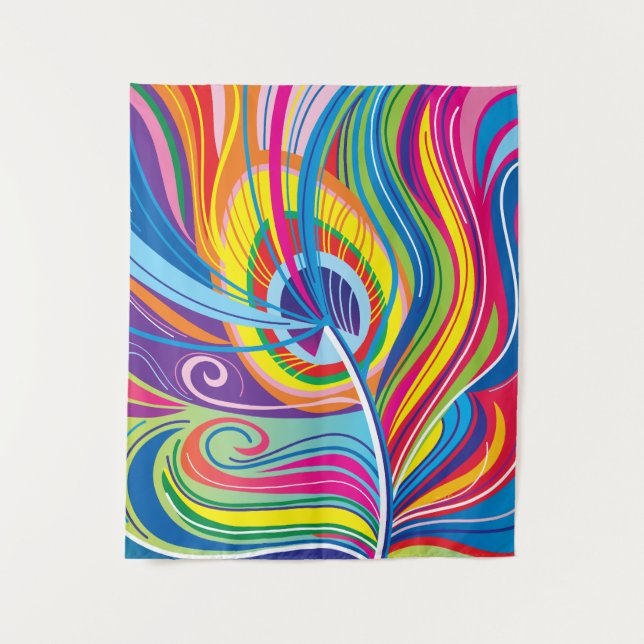 Vibrant Feather Breeze Tapestry (Front)