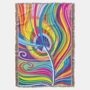 Vibrant Feather Breeze Throw Blanket