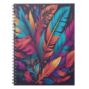 Vibrant Feather Burst Notebook