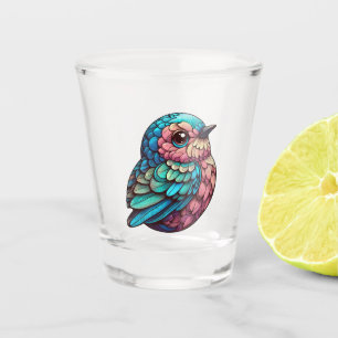 Vibrant Feathered Serenity Shot Glass