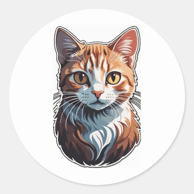 Vibrant Feline Majesty - Exquisite Cat Classic Round Sticker (Front)