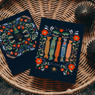 Vibrant Festive Christmas Art with Present Postcard