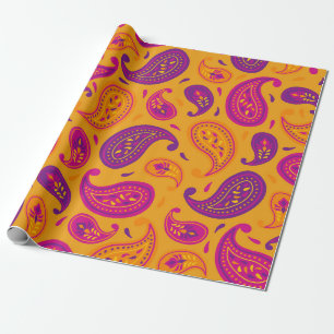Vibrant Festive Indian Diwali Paisley Wrapping Paper