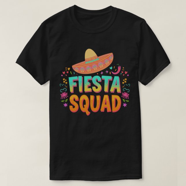 Vibrant Fiesta Squad Celebration Apparel T-Shirt (Design Front)