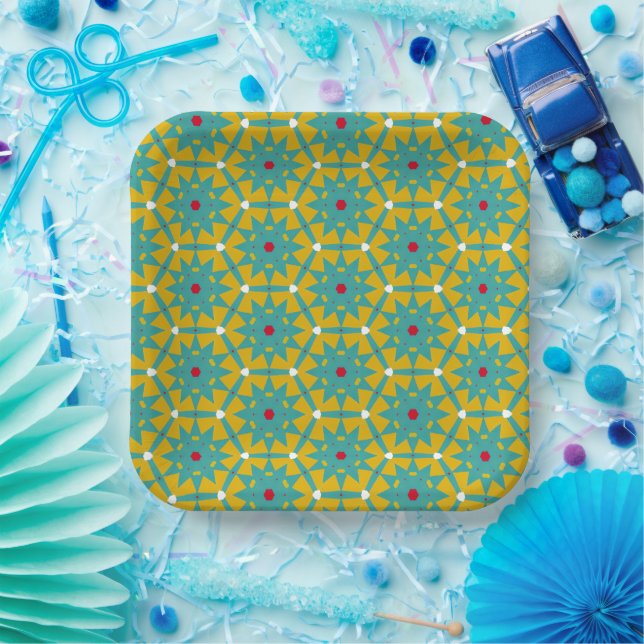 Vibrant Fiesta Starburst Paper Plates (Party)