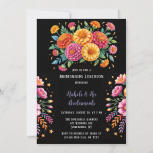 Vibrant Fiesta Wedding Bouquet Bridesmaids Lunch Invitation