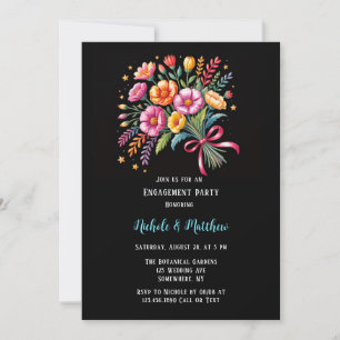 Vibrant Fiesta Wedding Bouquet Engagement Party Invitation