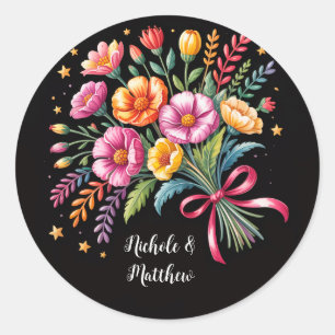 Vibrant Fiesta Wedding Bouquet Wedding Classic Round Sticker