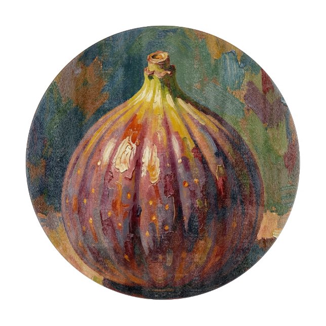 Vibrant Fig Still Life Painting Cutting Board (Front)