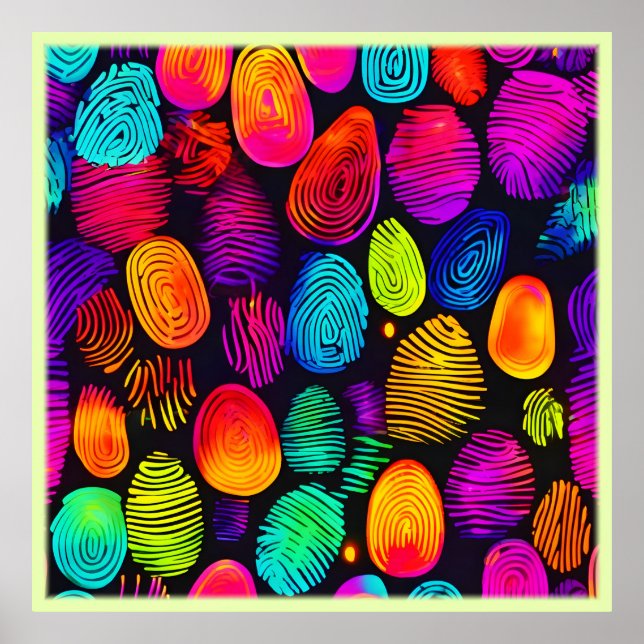 Vibrant Fingerprint-Inspired Abstract Art Poster (Front)