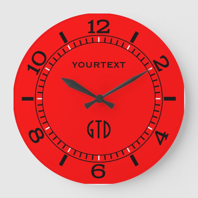Vibrant Fire Red Dial to Personalise on a Large Clock (Front)