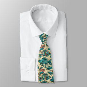 Vibrant Fish Pattern Colorful Tie