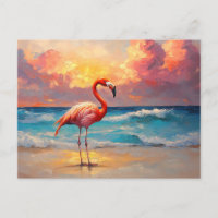Vibrant Flamingo on the Beach