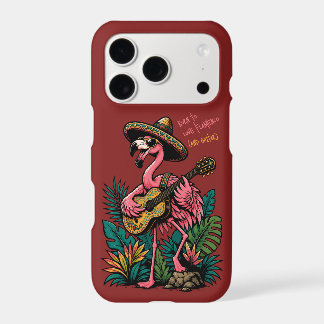vibrant flamingo wearing sombrero playing guitar