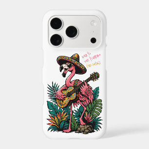 vibrant flamingo wearing sombrero playing guitar