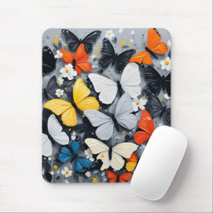 "Vibrant Flight: Acrylic Multi-Coloured Butterflie Mouse Pad