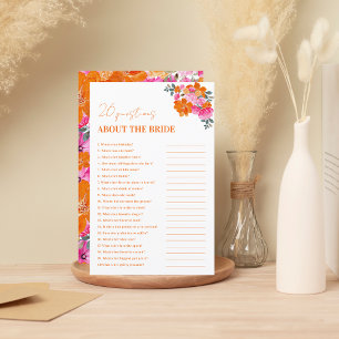 Vibrant Floral 20 Questions About the Bride Game