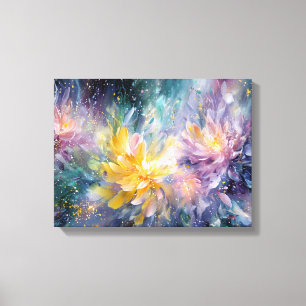 Vibrant Floral Abstract Painting with Explosion Canvas Print