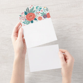 Vibrant Floral All-Over Print Pattern All In One Invitation