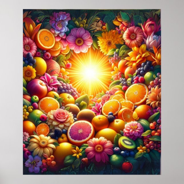 Vibrant Floral and Fruit Symphony Poster (Front)