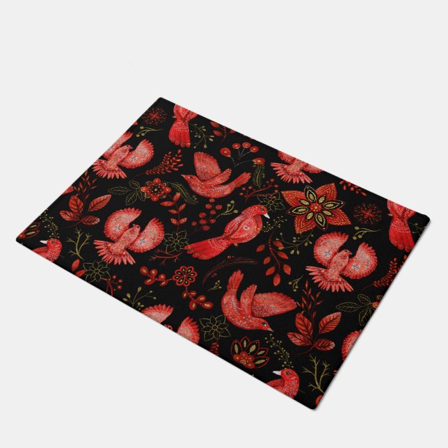  Vibrant floral and leafy pattern designs Doormat (Angled)