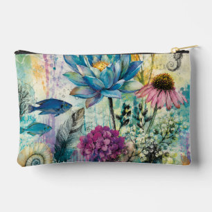 Vibrant Floral Aquatic Dream Accessory Pouch