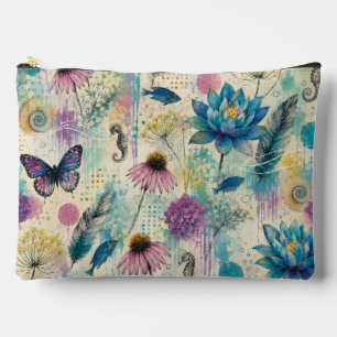 Vibrant Floral Aquatic Dream Accessory Pouch