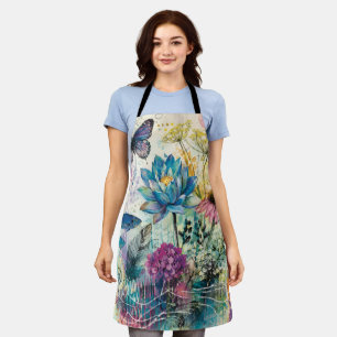 Vibrant Floral Aquatic Dream Apron